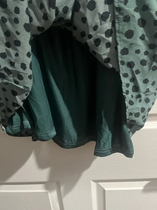 glam Sage Green Dress with Black Spot Print - Picture 3 of 4